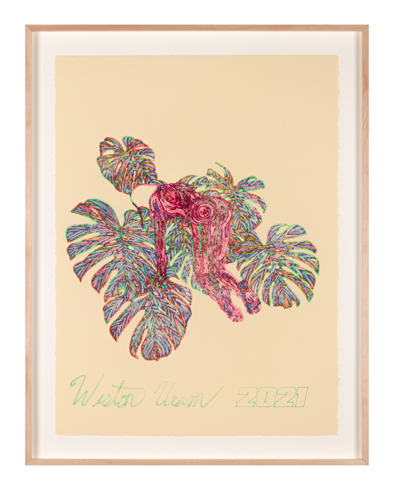 Leaves and Figure, Machine Drawing 1